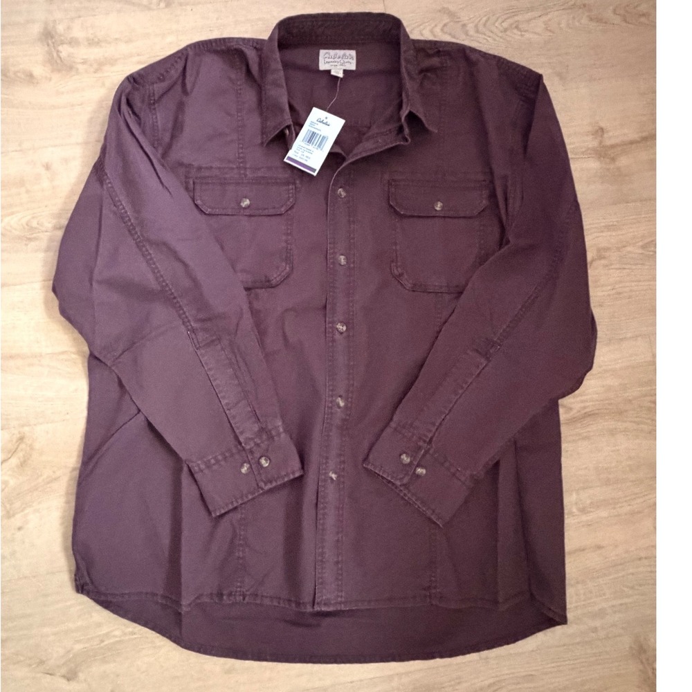 Cabelas Riverwash Mens Long Sleeve Button Down Shirt Washed Wine 2XL Regular NEW